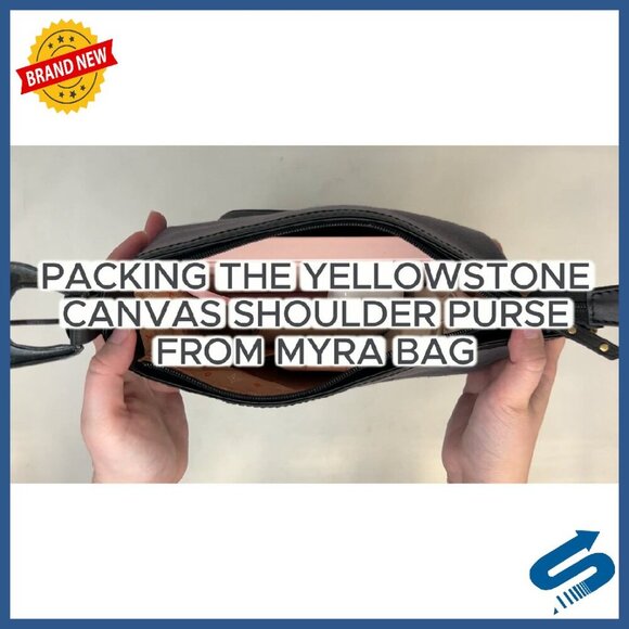 Western Shoulder Bag Upcycled Canvas Leather Base 11.5x9.5x4.5 - Picture 8 of 8